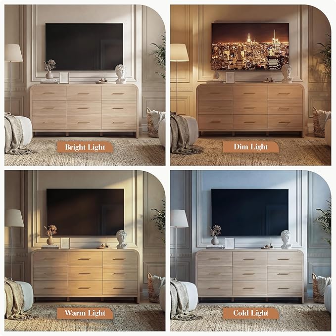 Curved 9-Drawer Dresser for Bedroom, Vanity Desk TV Stand for Living Room - Image 4