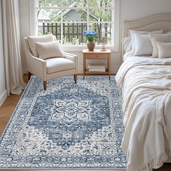 5x7 Area Rugs Living Room: Washable Vintage Rug - Image 4