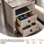 T4TREAM Nightstand with Charging Station, End Table, Side Table with 2 Drawers - Image 6