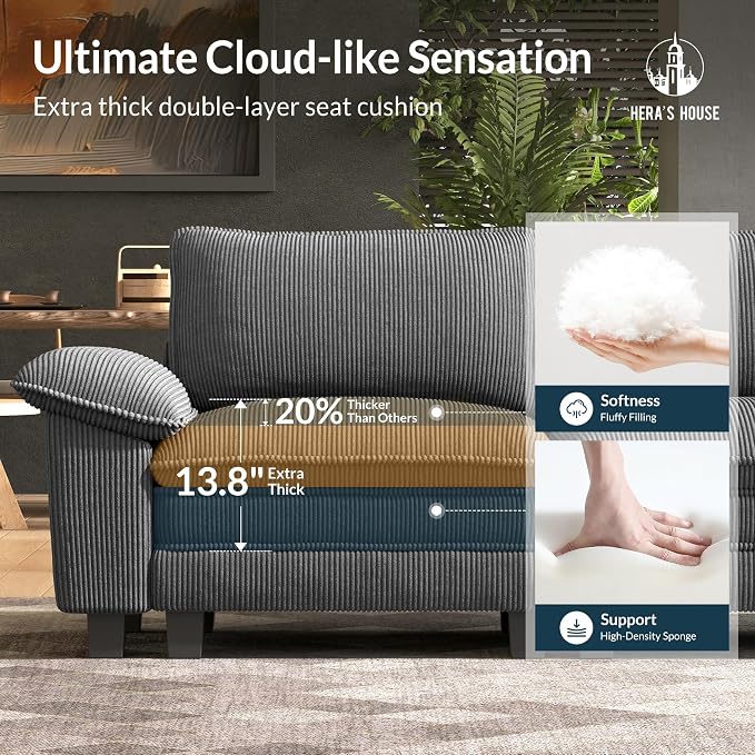 HERA'S HOUSE 124" Modular Sectional Sofa, Oversized U Shaped Couches - Image 6