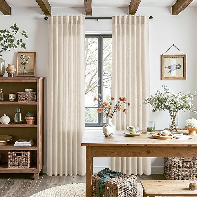 Cream Beige Linen Curtains 84 Inches Long - Image 8