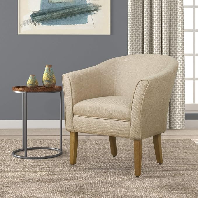 HomePop Barrel Shaped Accent Chair, Light Brown - Image 2