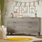 BORNOON 57" Long Dresser for Bedroom, 7-Drawer Fluted Chest, Wide Wood Storage - Image 8