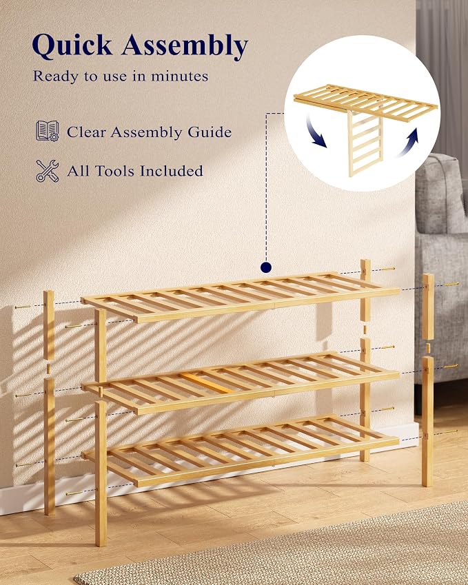 Kitsure Bamboo Wooden Shoe Rack - Image 6