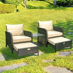 LEVELEVE Balcony Furniture 5 Piece Patio Conversation Set, PE Wicker Rattan - Image 6