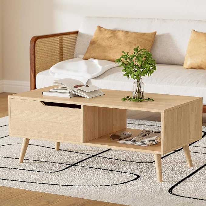 DIYART Oak Coffee Table, Mid Century Modern Coffee Table by DIYART
