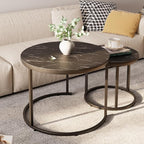 aboxoo Round Nesting Coffee Table Side Set of 2 End Tables - Image 2