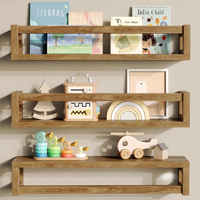 TidyCorner Upgraded Thick Floating Shelves, Solid Wood Bookshelf by Makestorageclosetolife