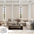Natural Pleated 60 Inch Wide Curtains 92 Inches Long - Image 5