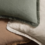 MIULEE Linen Decorative Euro Throw Pillow Covers Light Olive Green 22x22 | Set - Image 4