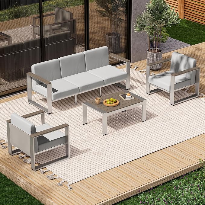 Outdoor Patio Furniture Set, 5 Seats Aluminum Patio Conversation Sets by ComfCove