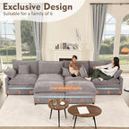 GOSUHI 142.5" U Shaped Couch, Modular Sectional Sofa, 3-Seater Comfy Cloud Couch - Image 3