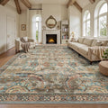 8x10 Area Rugs, Vintage Retro Soft Washable Rug, Non-Slip Low Pile Rugs by Yarooge