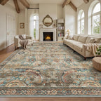 8x10 Area Rugs, Vintage Retro Soft Washable Rug, Non-Slip Low Pile Rugs by Yarooge