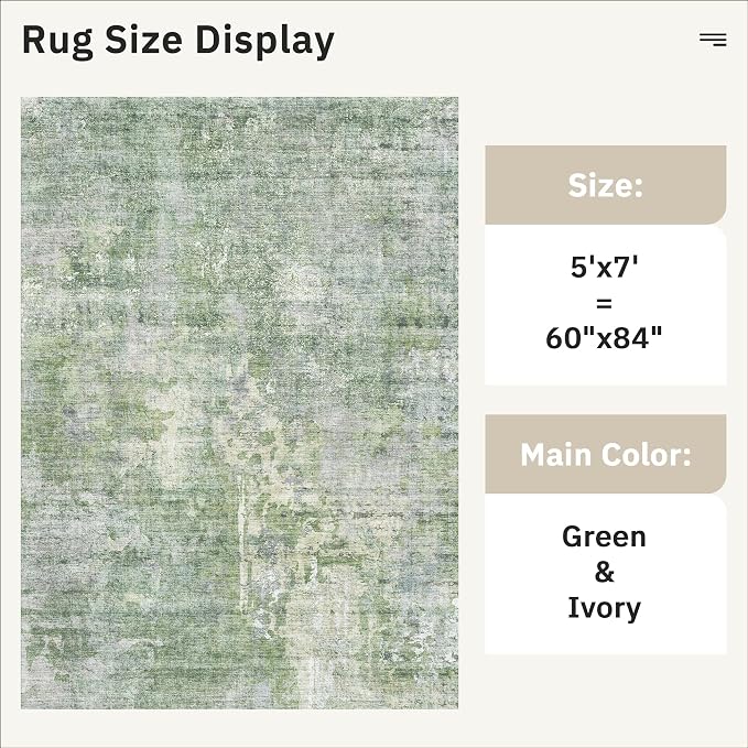 Soalmost Abstract Rug 5x7 Washable Area Rugs - Image 5