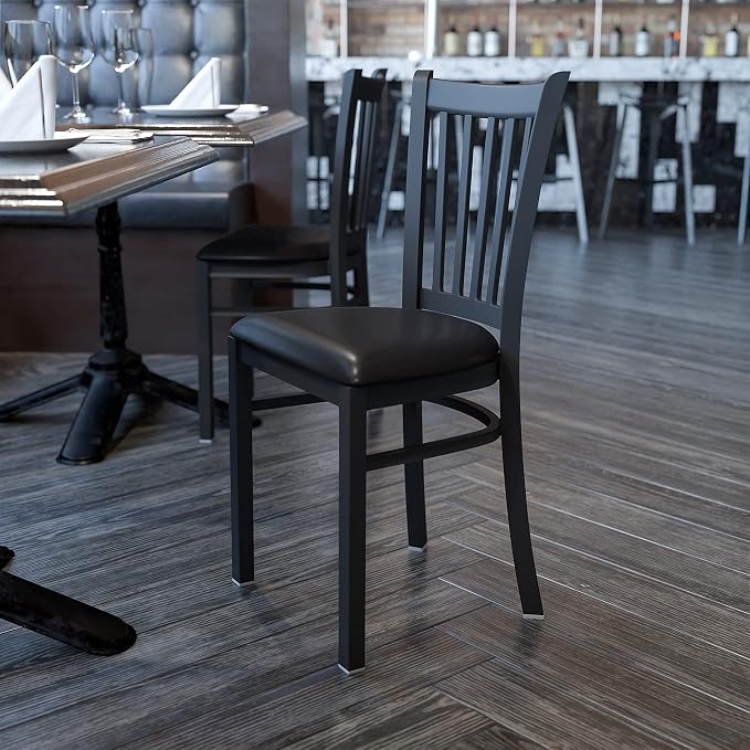Flash Furniture HERCULES Series Black Vertical Back Metal Restaurant Chair - Image 2