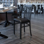 Flash Furniture 4 Pack HERCULES Series Black Vertical Back Metal Restaurant - Image 2