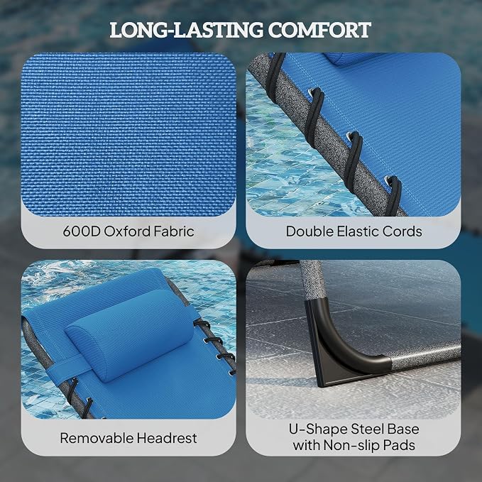 Outsunny Folding Chaise Lounge Chair Outdoor Tanning Chair - Image 5