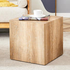 16'' Cube Coffee Table with Wood Grain Pattern, Square No Assembly End Table - Image 3