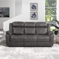 Lexicon 83.5" W Manual Double Reclining Sofa, Polished Microfiber Recliner Sofa by Lexicon