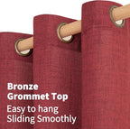 YoungsTex Burgundy Red Linen Curtains 80 Inch Length - Image 4