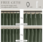 Olive Green Pinch Pleat Linen Semi Sheer Curtains 45 Inch Length 2 Panels | - Image 5