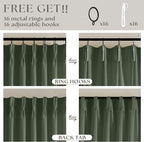 Extra Long Thick Linen Pinch Pleat Loden 120 Inch Long Curtains 2 Panels | - Image 5