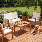 Devoko Patio Furniture 4 Piece Acacia Wood Outdoor Conversation Sofa Set by DEVOKO