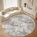 LOONGRUG Round Rug 8x8 Washable Large Neutral Modern Circle Rugs Grey Rust | by LOONGRUG