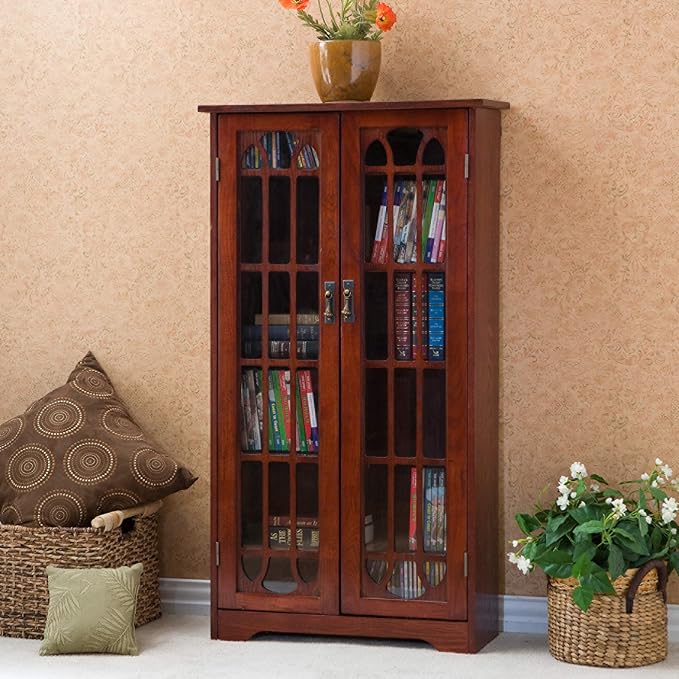 SEI Furniture - Window Pane Media Cabinet - Cherry - Transitional Design - Image 7