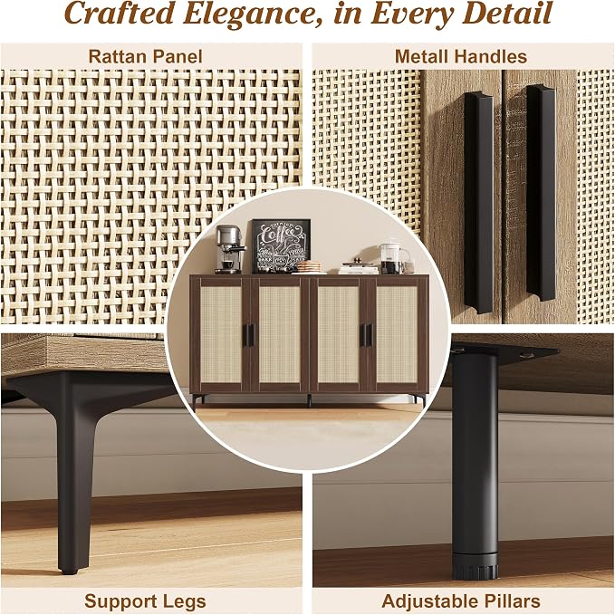 JASIWAY Buffet Cabinet with Storage, Modern Coffee Bar Cabinet Console Table - Image 4