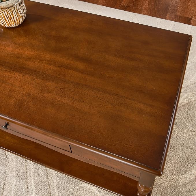 Rectangular Coffee Table with 2 Storage Drawers, Mid-century Solid Wood Living - Image 6