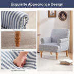 HUIMO Linen Fabric Accent Chair, Mid-Century Modern Armchair - Image 3