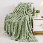 Aganear Fleece Throw Blanket for Bed Couch 90"x90" Sage Green | Lightweight - Image 3