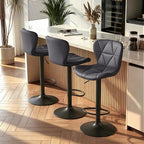 Nalupatio Modern Bar Stools Set of 3, Adjustable Faux Leather Upholstered by Nalupatio