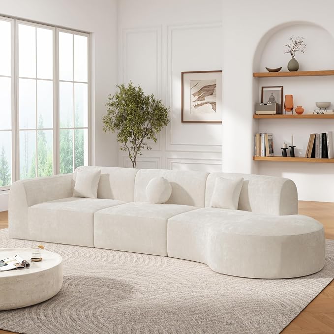 Merax 140" Curved Polyester Sectional Sofa Set, Modern Cloud Couch by Merax