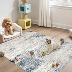 DMOYEST Area Rug Living Room Rugs 4x6 Washable Abstract Beige Blue Carpet | - Image 8