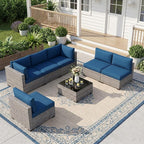 LOUVIXA 7 Piece Outdoor Patio Furniture Set, Outdoor Sectional Sofa, Wicker by LOUVIXA