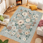 DUKINO 8x10 Area Rugs, Floral Washable Living Room Rug Non Slip, Sage Green | - Image 3