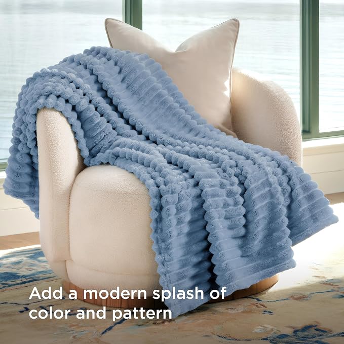 Bedsure Soft Twin XL Blanket for Bed Dorm Blue 66"x90" | Birthday Gifts for - Image 3