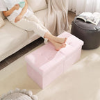 Storage Ottoman Bench Foldable Seat Footrest Shoe Bench End of Bed Storage - Image 4