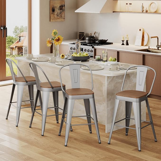 Andeworld Metal Bar Stools Set of 4, 30 inch Bar Height Barstools - Image 5