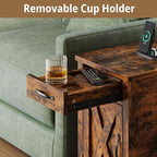 IRONCK End Table with Charging Station, Narrow Side Table - Image 8
