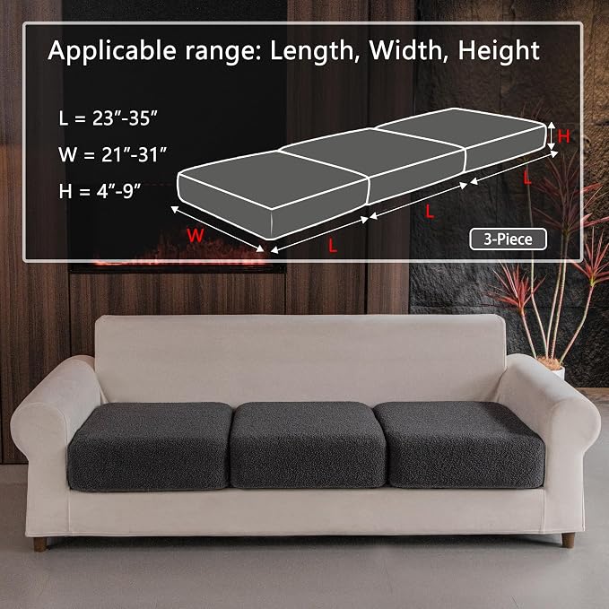 OHSIO Couch Cushion Covers for Sectional Sofa, Stretch Soft Sofa Slipcovers - Image 2
