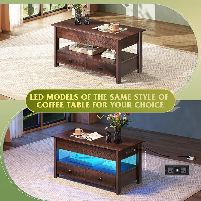 WLIVE Coffee Table, Lift Top Coffee Table - Image 8