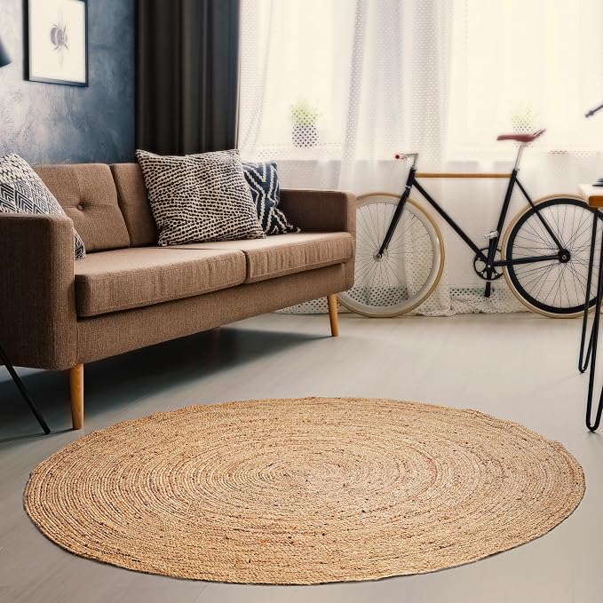 Hausattire Jute Braided Round Rug, 4 ft | 100% natural jute, hand woven - Image 7