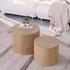 Small Round Coffee Table Nesting End Table Set of 2, Wood Side Circle Accent - Image 6