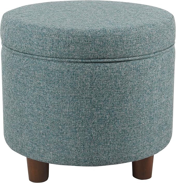 Homepop Home Decor | Upholstered Round Storage Ottoman | Ottoman - Image 5