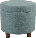Homepop Home Decor | Upholstered Round Storage Ottoman | Ottoman - Image 5