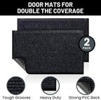 Front Door Mat, Indoor Outdoor Welcome Entryway Doormat, 30x17 Steel Gray | - Image 2